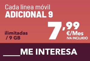 Tarifa lÃ­nea mÃ³vil adicional 9